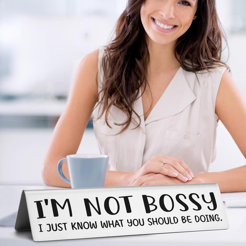 EFFJNSG I'm Not Bossy Desk Sign, I Just Know What You Should Be Doing - Funny Office Decor Nameplate Gifts for Boss, Manager, Coworkers & Friends EDA11 - Image 4